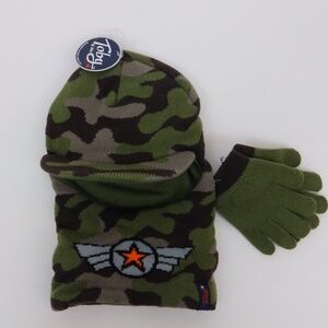 Toby & Me Toddler Camo Hat w/ Gloves Sunbell Beanie 2-4 age NWT